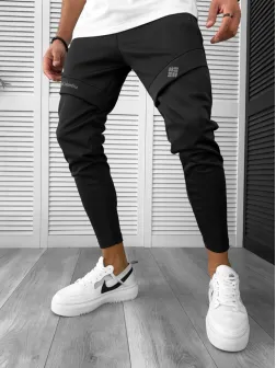 Pantaloni de trening conici negri 12967 P19-1.1 Pantaloni de trening conici negri 12967 P19-1.1